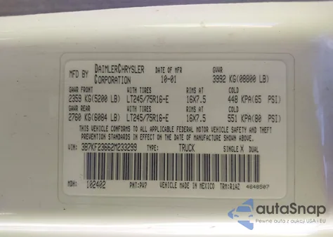 2002 Dodge Ram 2500 Slt/St from USA, damaged, VIN 3B7KF23662M233299